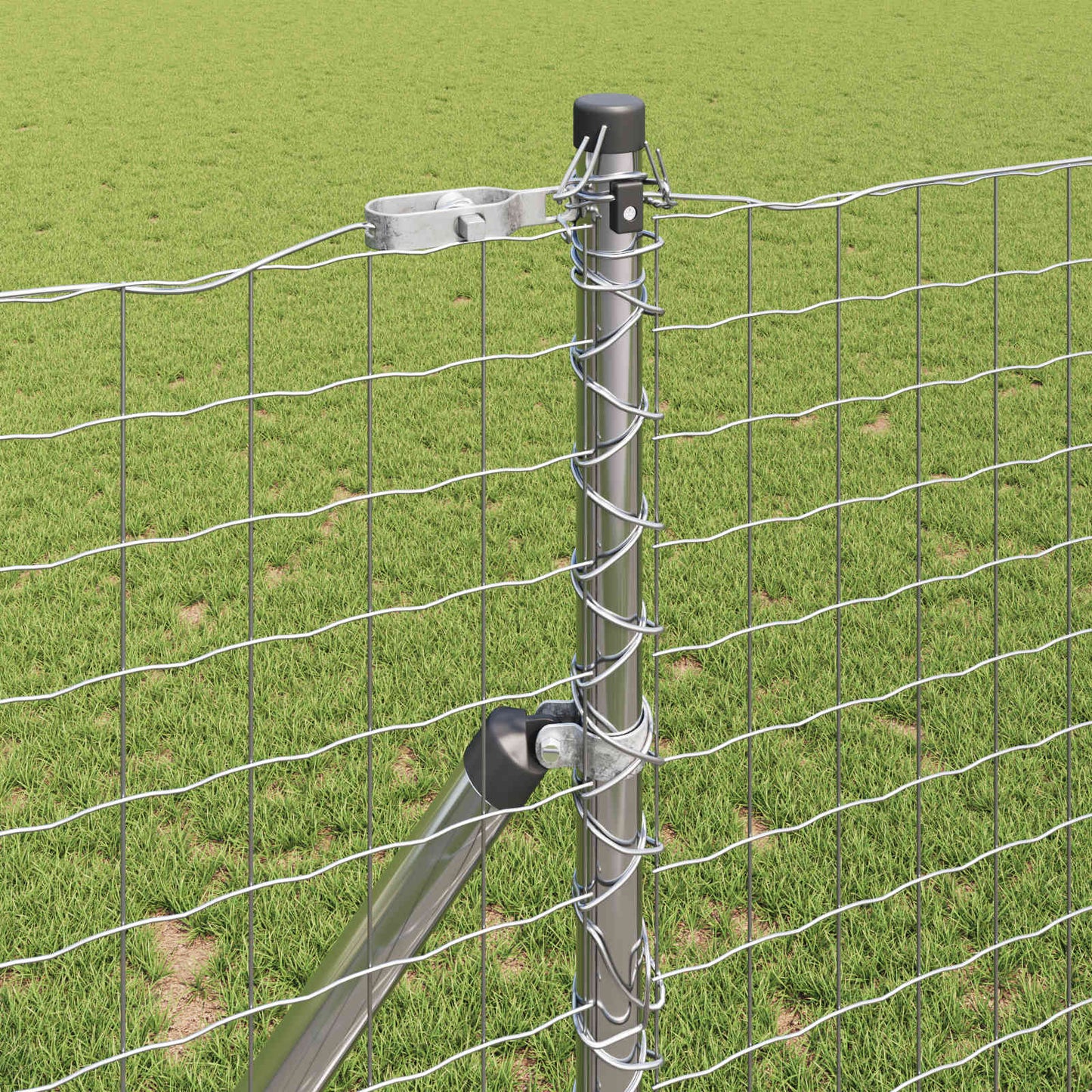 Fence Post 2 pcs Silver Powder-coated steel