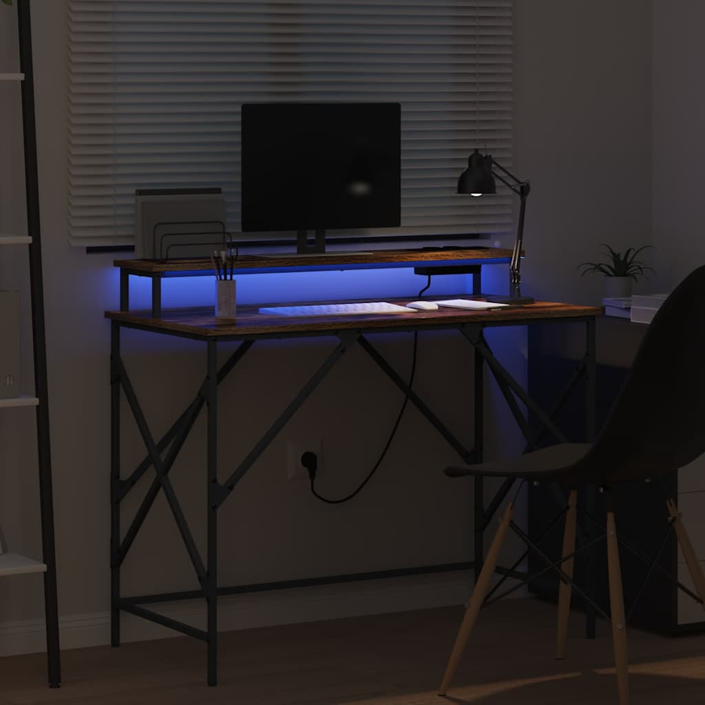 Desk with Shelf Smoked Oak 100 x 50 x 86.5 cm Engineered Wood