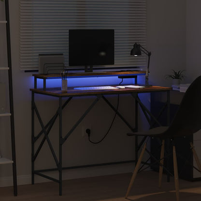 Desk with Shelf Smoked Oak 100 x 50 x 86.5 cm Engineered Wood