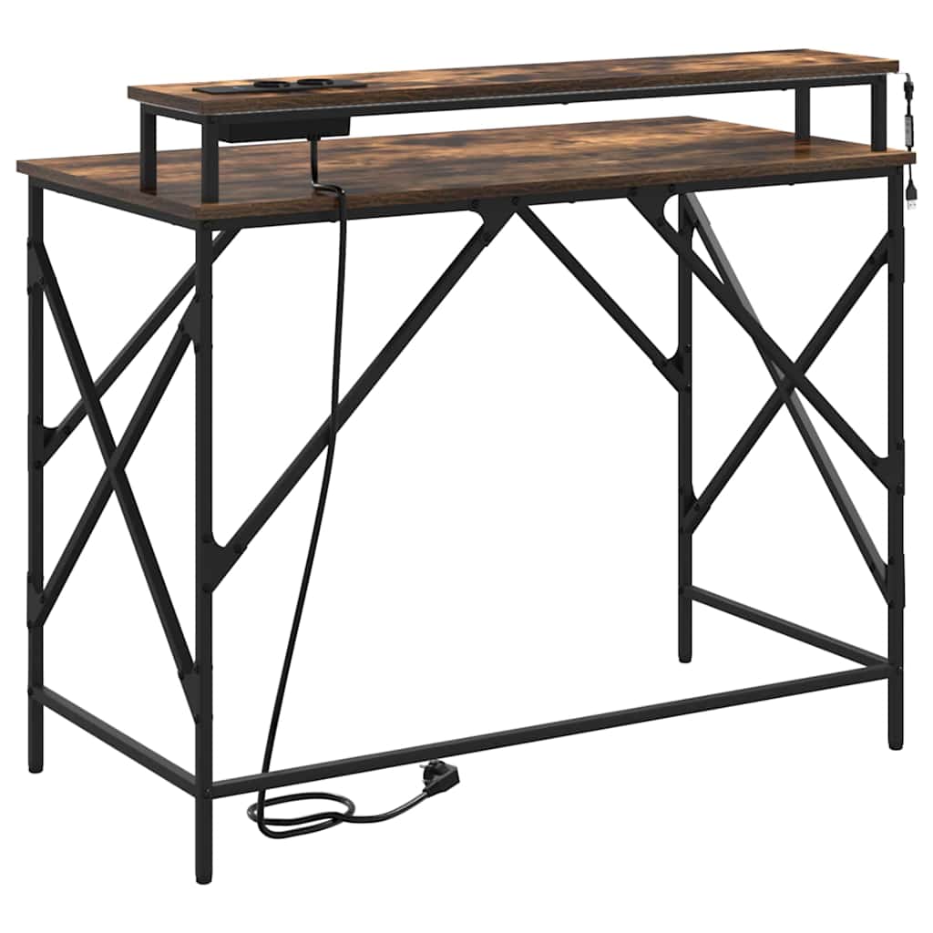 Desk with Shelf Smoked Oak 100 x 50 x 86.5 cm Engineered Wood