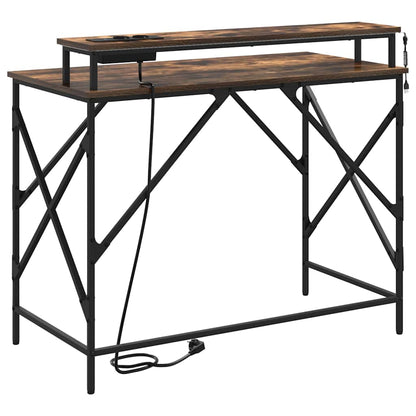 Desk with Shelf Smoked Oak 100 x 50 x 86.5 cm Engineered Wood