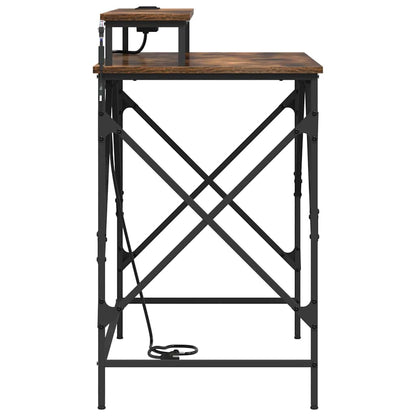 Desk with Shelf Smoked Oak 100 x 50 x 86.5 cm Engineered Wood