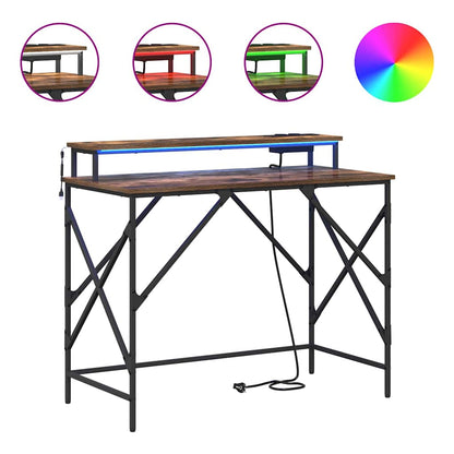 Desk with Shelf Smoked Oak 100 x 50 x 86.5 cm Engineered Wood