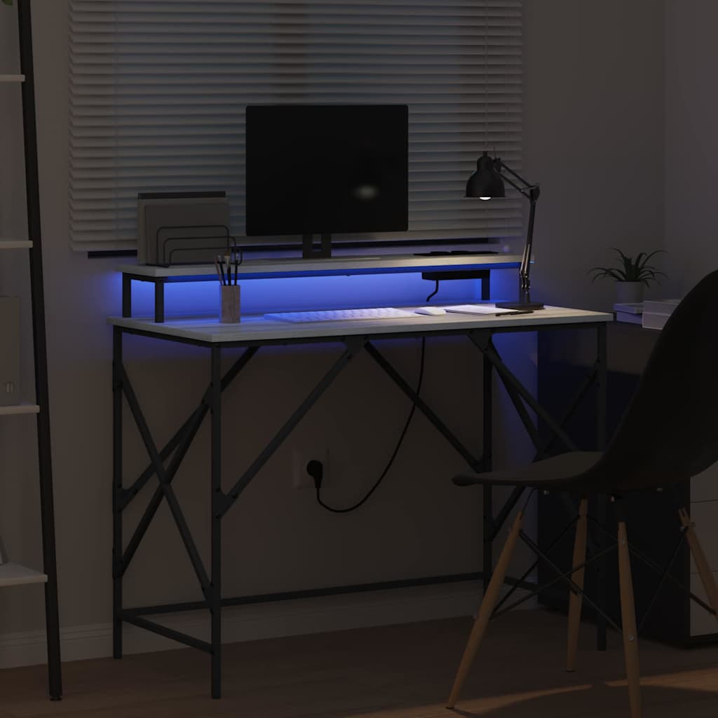 Desk with Shelf Grey Sonoma 100 x 50 x 86.5 cm Engineered Wood