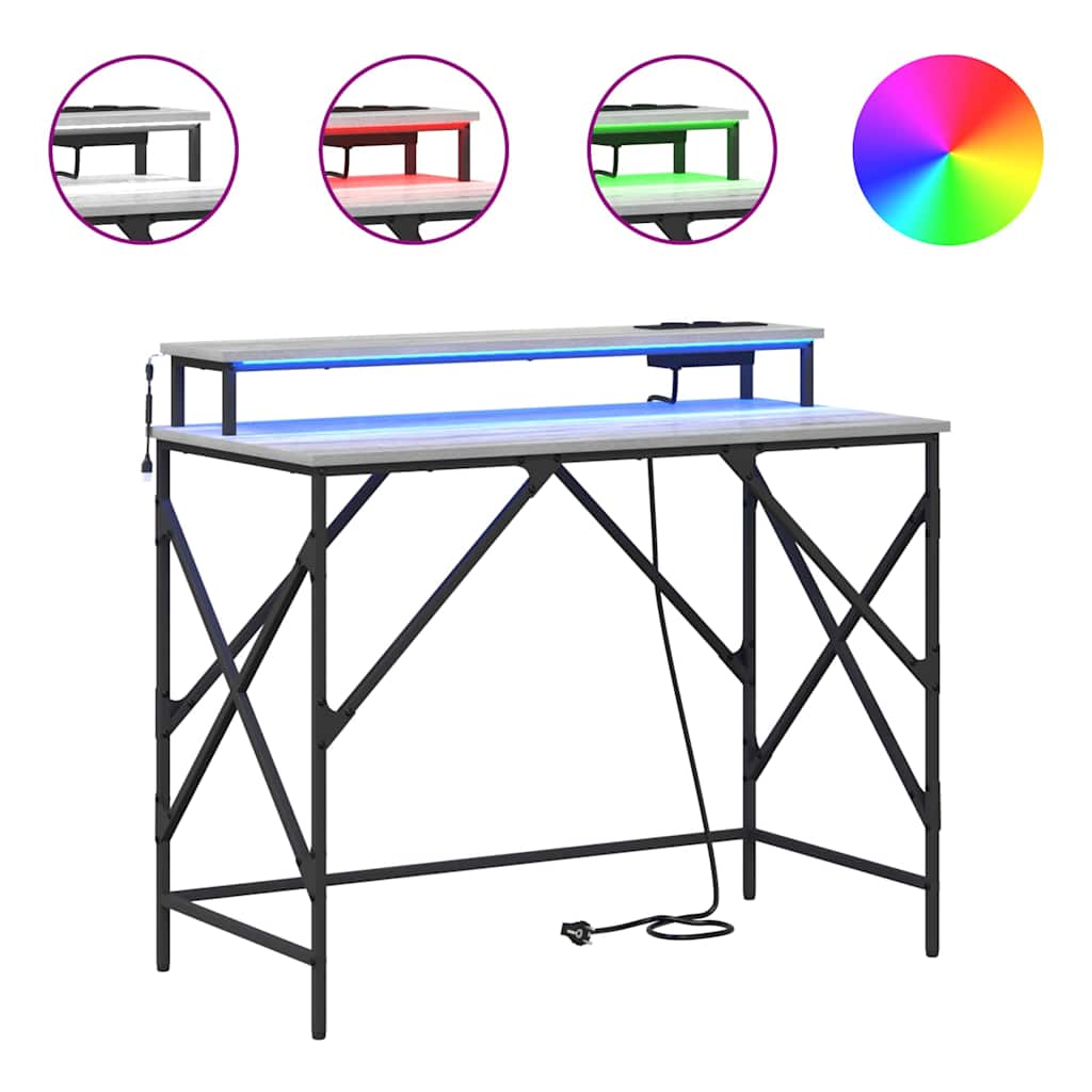 Desk with Shelf Grey Sonoma 100 x 50 x 86.5 cm Engineered Wood