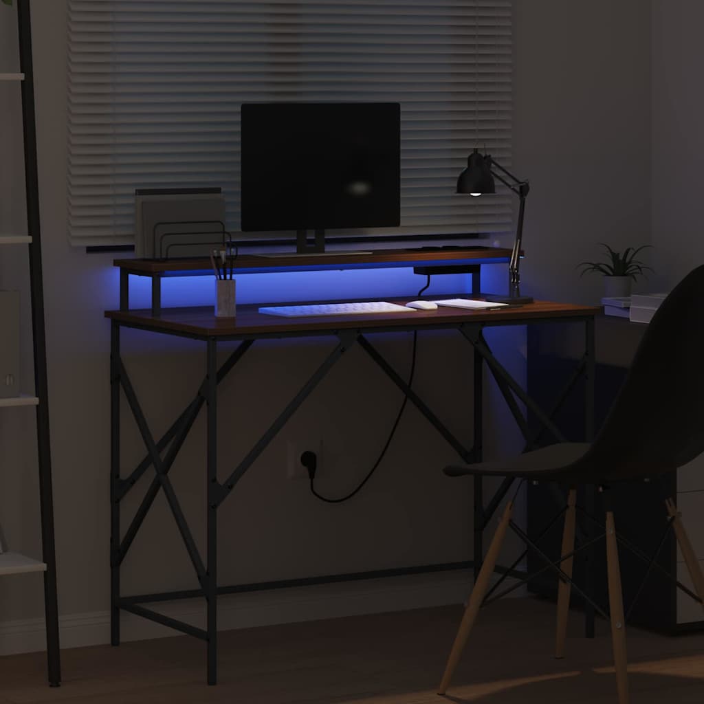 Desk with Shelf Brown Oak 100 x 50 x 86.5 cm Engineered Wood