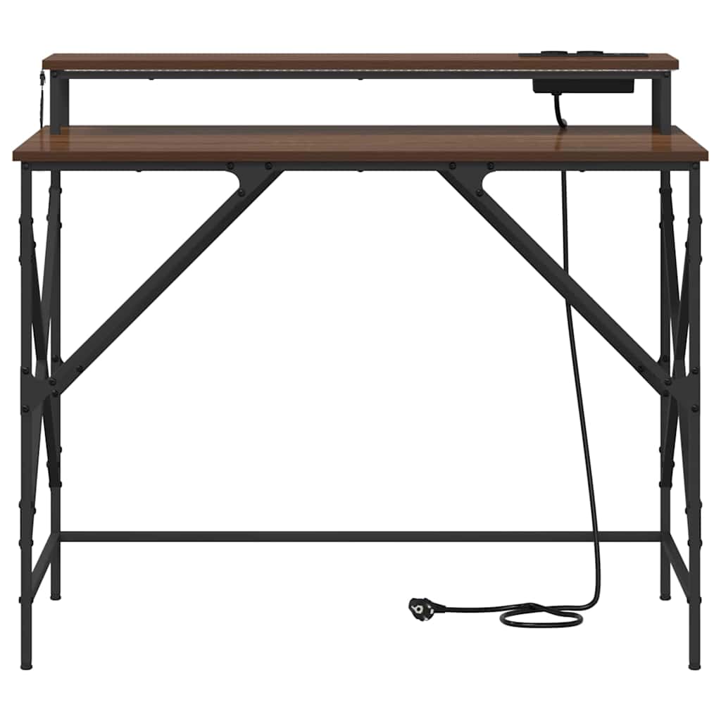 Desk with Shelf Brown Oak 100 x 50 x 86.5 cm Engineered Wood