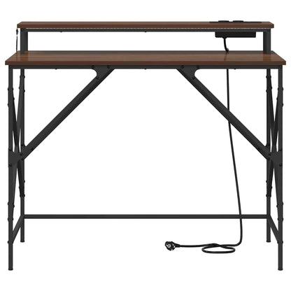 Desk with Shelf Brown Oak 100 x 50 x 86.5 cm Engineered Wood