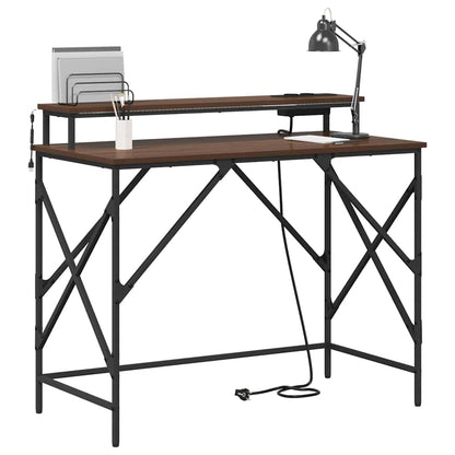 Desk with Shelf Brown Oak 100 x 50 x 86.5 cm Engineered Wood