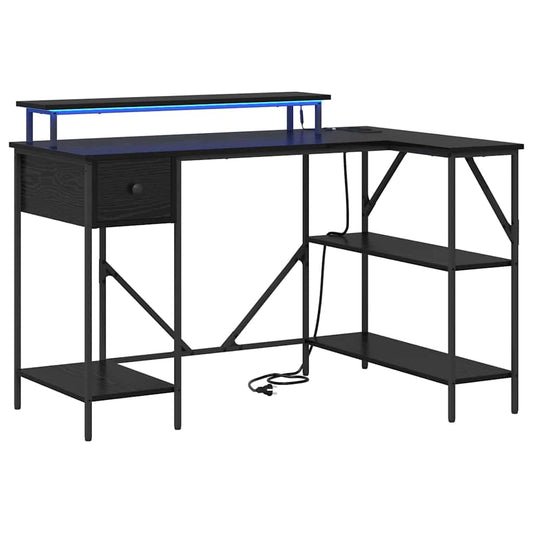 Desk with Drawer Black Oak 120 x 79 x 86.5 cm Engineered Wood