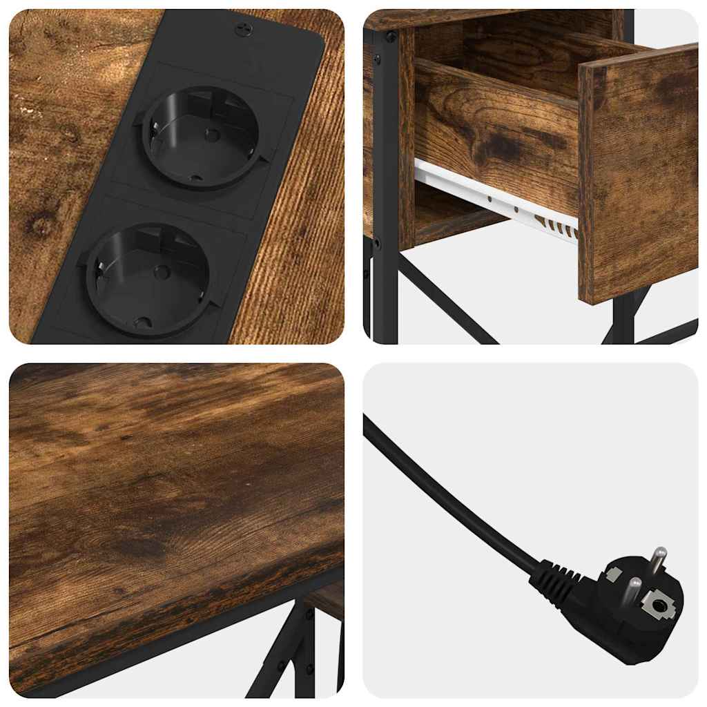 Desk with Drawer Smoked Oak 120 x 79 x 86.5 cm Engineered Wood