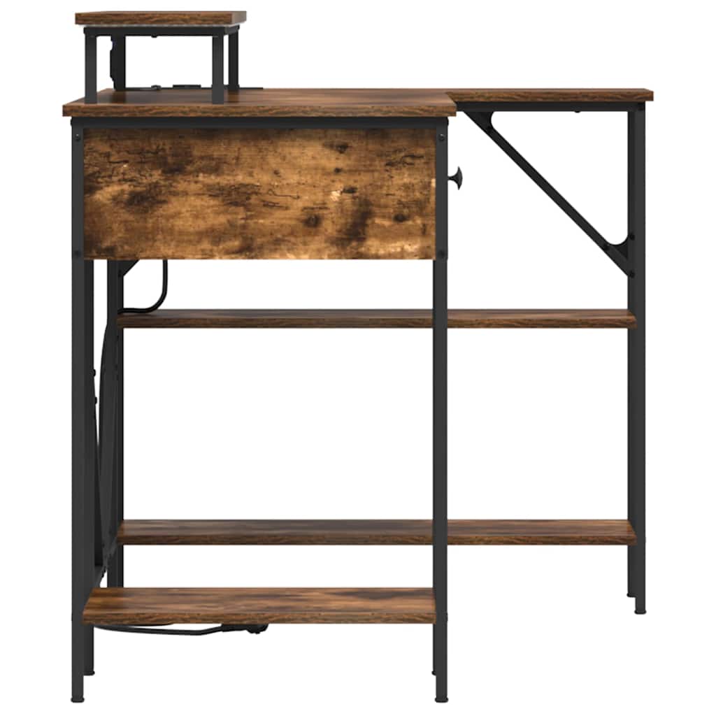 Desk with Drawer Smoked Oak 120 x 79 x 86.5 cm Engineered Wood