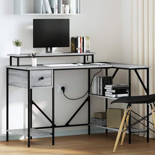 Desk with Drawer Grey Sonoma 120 x 79 x 86.5 cm Engineered Wood