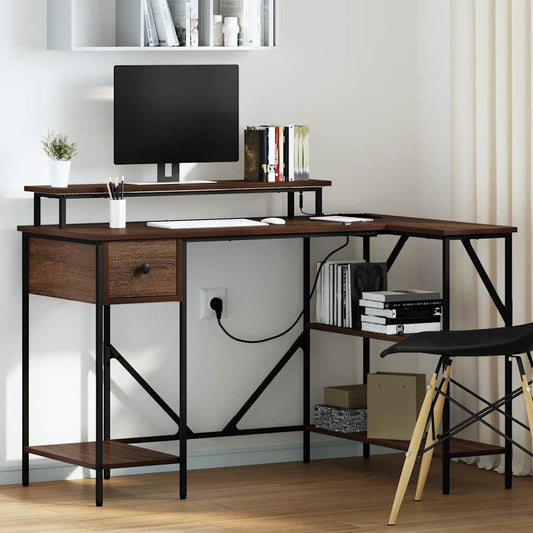 Desk with Drawer Brown Oak 120 x 79 x 86.5 cm Engineered Wood