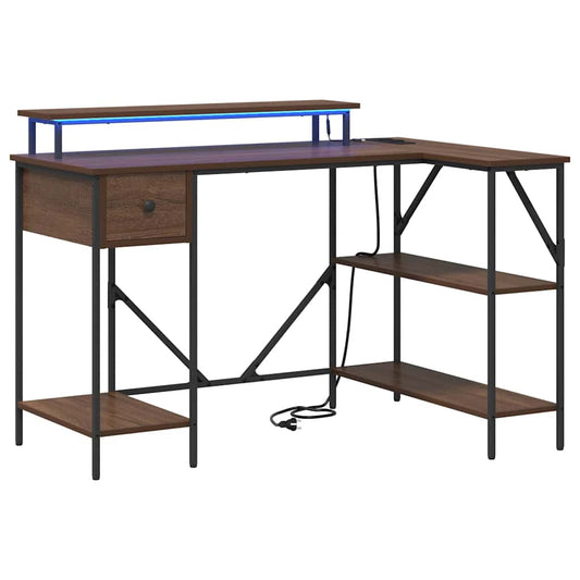 Desk with Drawer Brown Oak 120 x 79 x 86.5 cm Engineered Wood