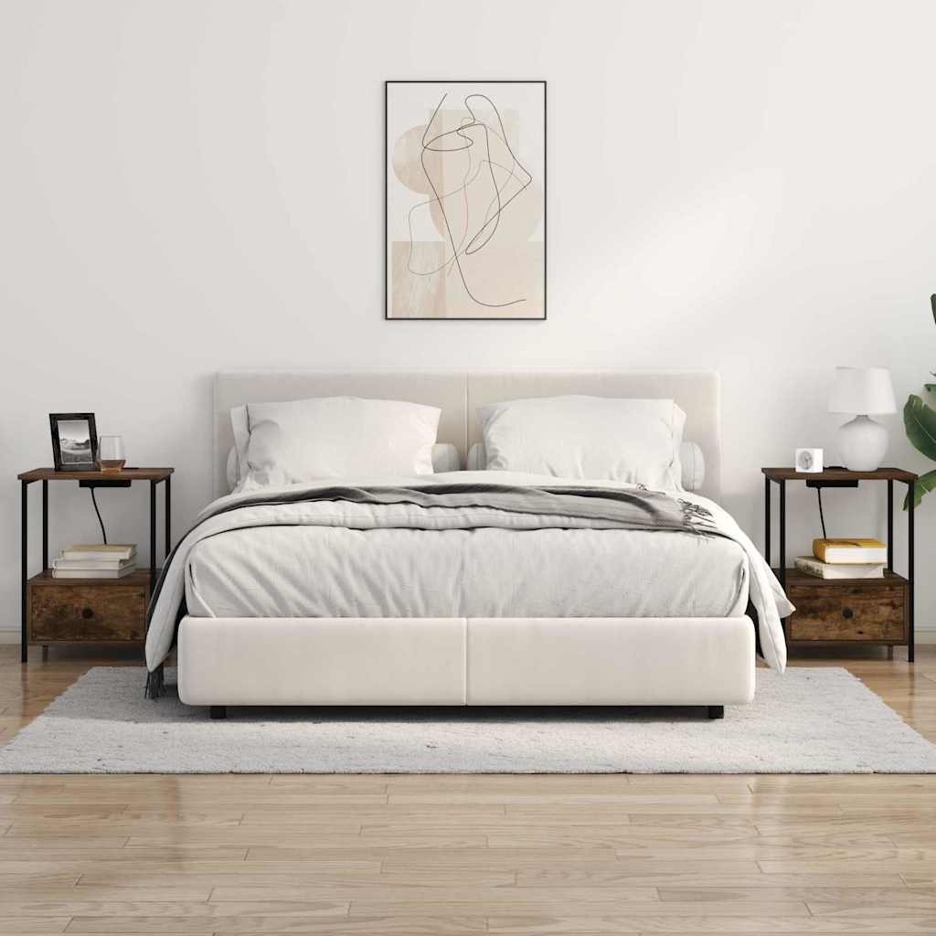 Bedside Cabinet with Drawer 2 pcs Smoked Oak 42 x 41 x 56 cm