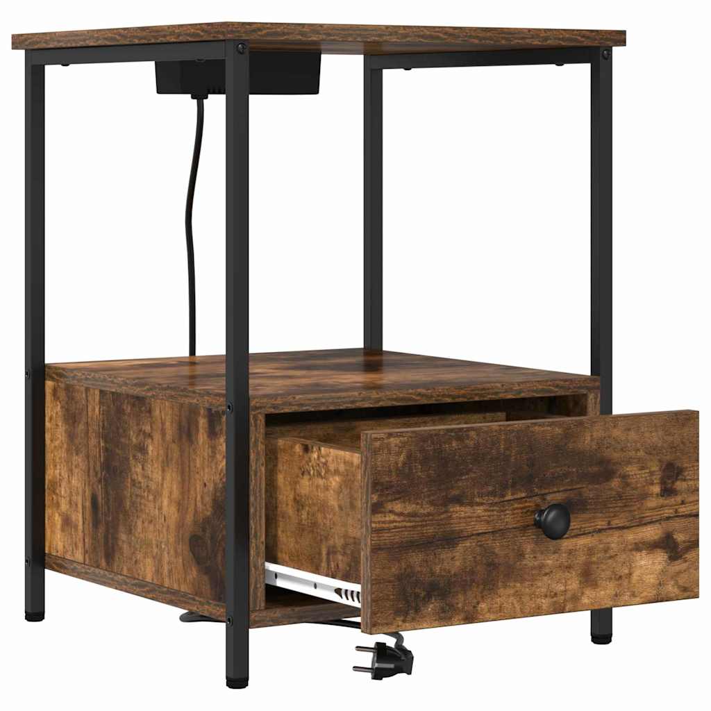 Bedside Cabinet with Drawer 2 pcs Smoked Oak 42 x 41 x 56 cm