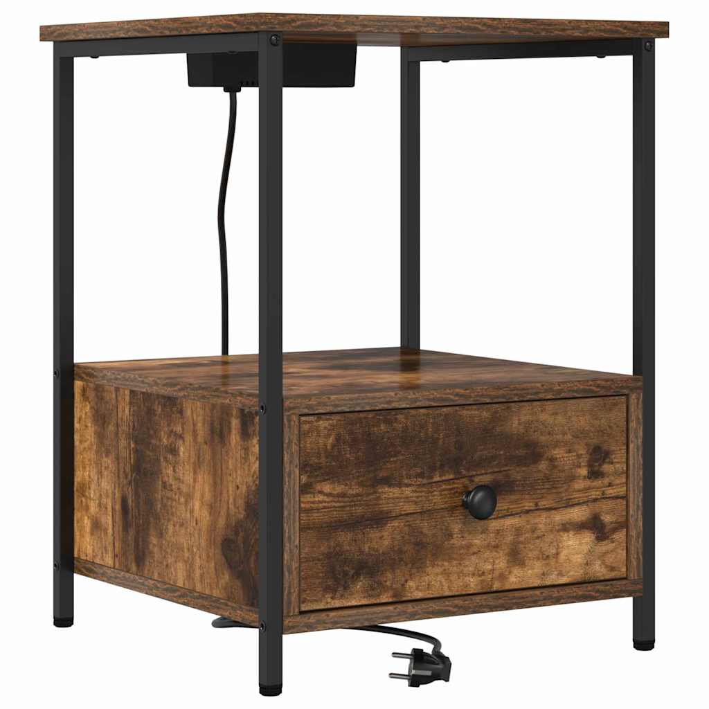 Bedside Cabinet with Drawer 2 pcs Smoked Oak 42 x 41 x 56 cm