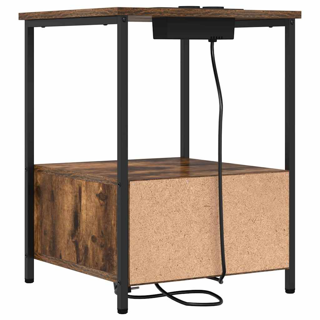 Bedside Cabinet with Drawer 2 pcs Smoked Oak 42 x 41 x 56 cm