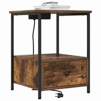 Bedside Cabinet with Drawer 2 pcs Smoked Oak 42 x 41 x 56 cm