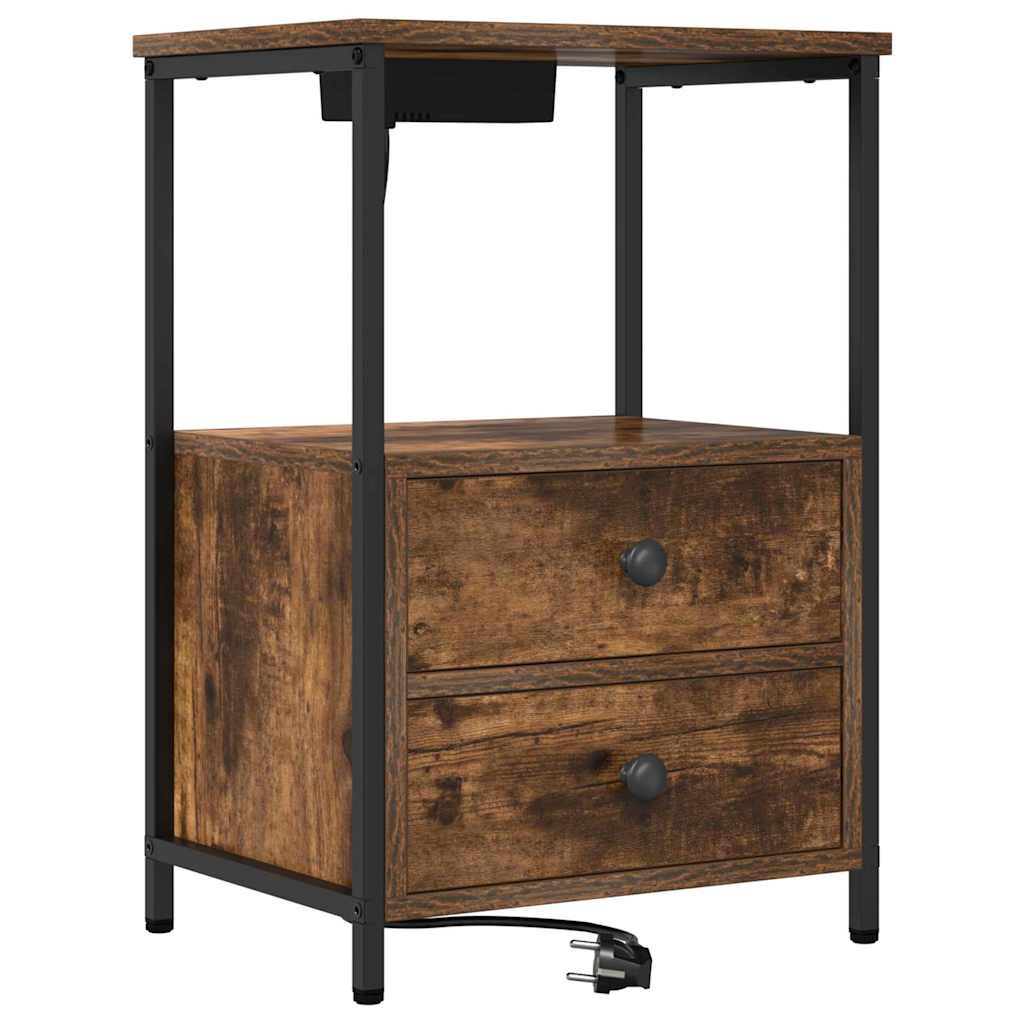 Bedside Cabinet Smoked Oak 40 x 31 x 60 cm Engineered Wood