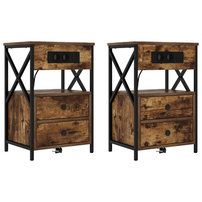 Bedside Cabinet with Drawer 2 pcs Smoked Oak 40 x 31 x 60 cm