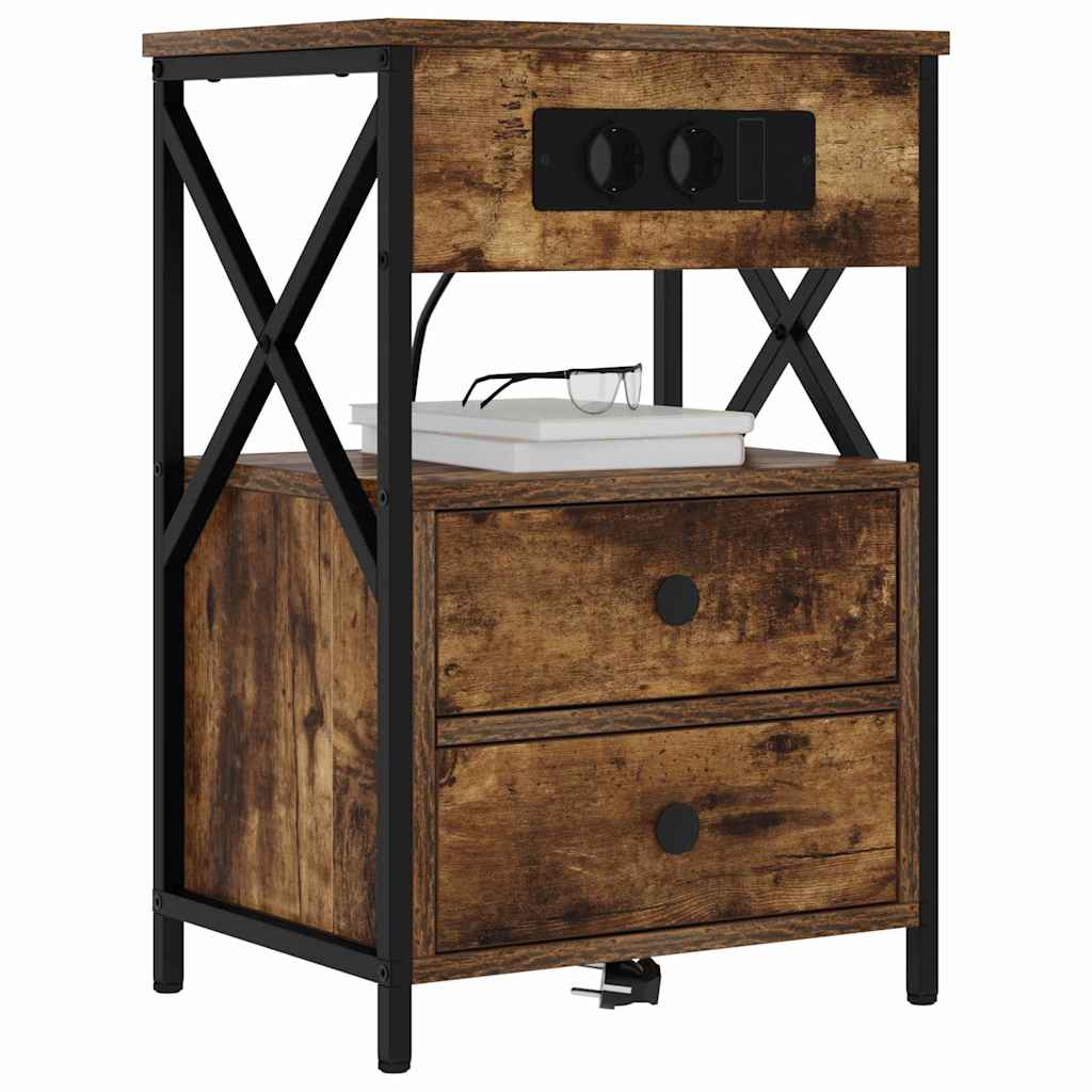 Bedside Cabinet with Drawer 2 pcs Smoked Oak 40 x 31 x 60 cm