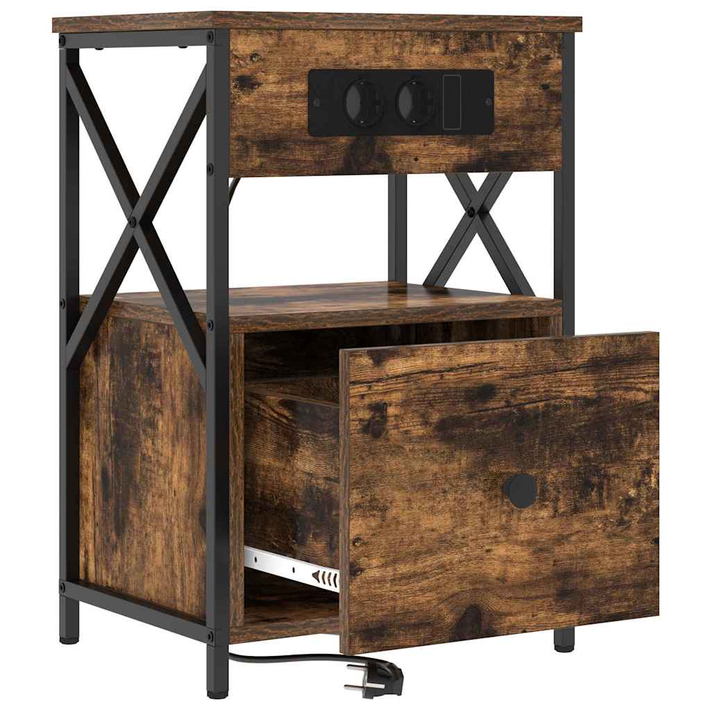 Bedside Cabinet Smoked oak 40 x 31 x 60 cm Engineered wood