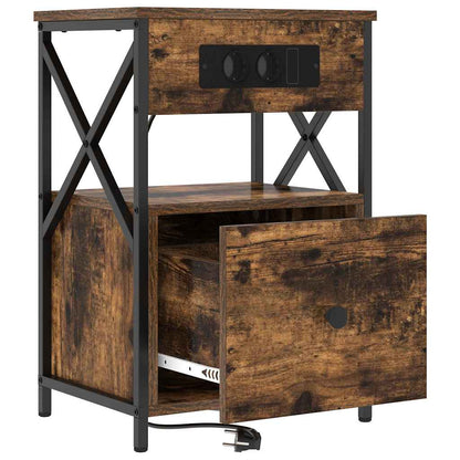 Bedside Cabinet Smoked oak 40 x 31 x 60 cm Engineered wood