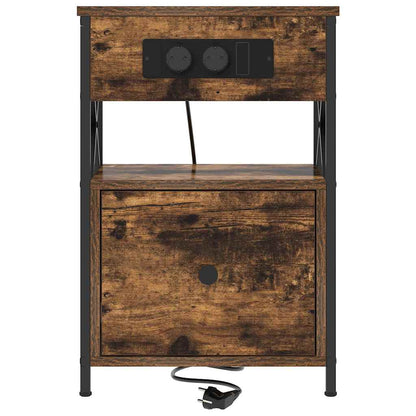 Bedside Cabinet Smoked oak 40 x 31 x 60 cm Engineered wood