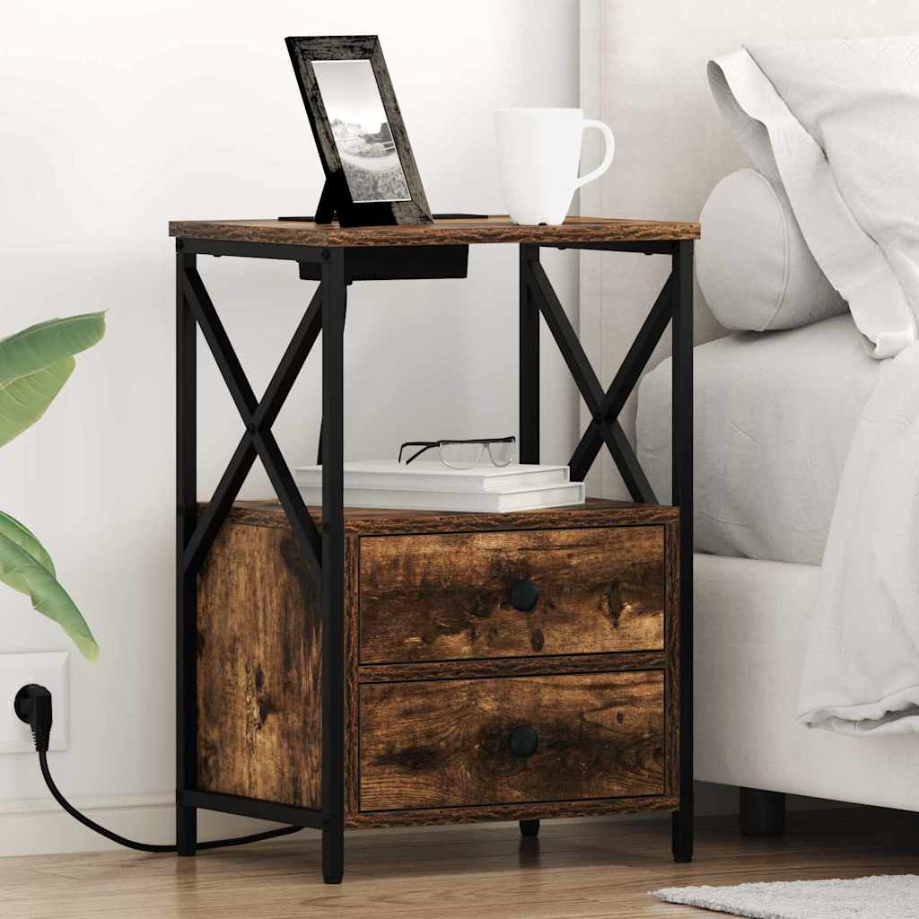 Bedside Cabinet Smoked Oak 40 x 31 x 60 cm Engineered Wood
