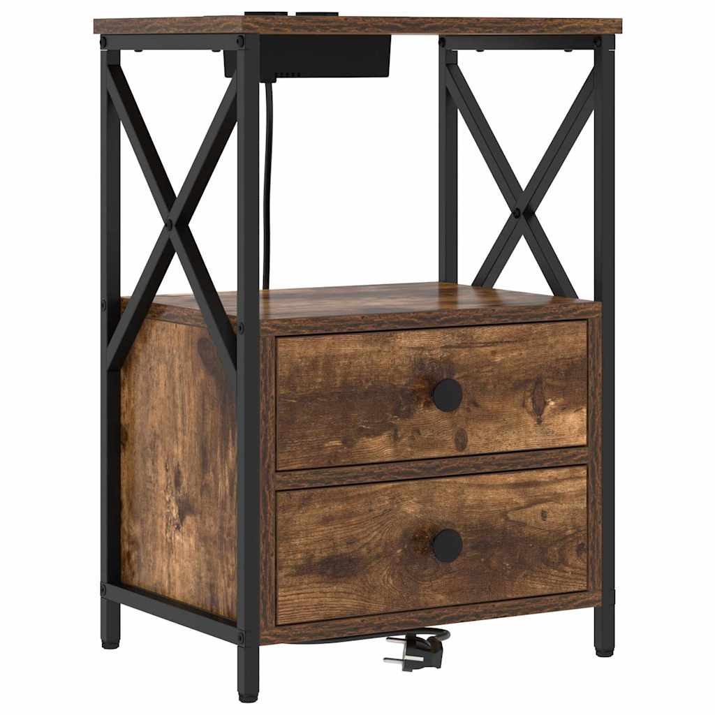 Bedside Cabinet Smoked Oak 40 x 31 x 60 cm Engineered Wood