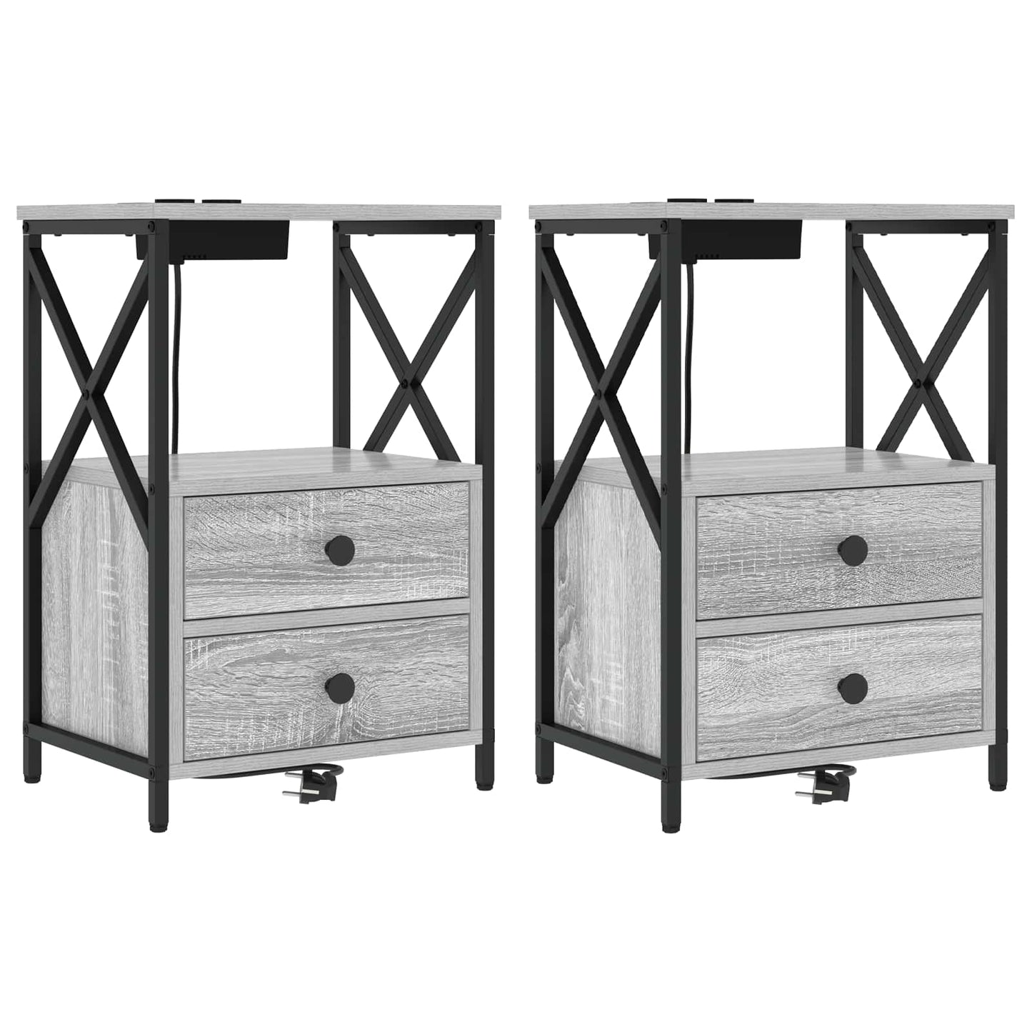 Bedside Cabinet with Drawer 2 pcs Grey Sonoma 40 x 31 x 60 cm