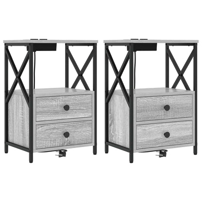 Bedside Cabinet with Drawer 2 pcs Grey Sonoma 40 x 31 x 60 cm