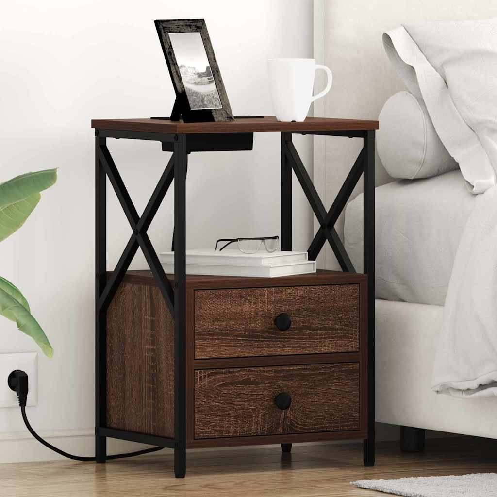 Bedside Cabinet 2 pcs Brown Oak 40 x 31 x 60 cm Engineered Wood