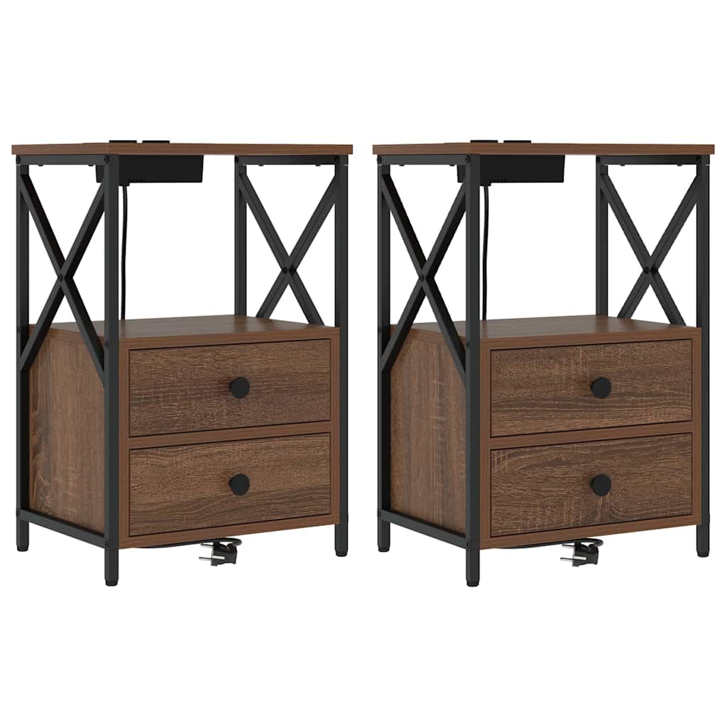 Bedside Cabinet 2 pcs Brown Oak 40 x 31 x 60 cm Engineered Wood