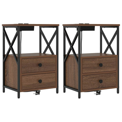 Bedside Cabinet 2 pcs Brown Oak 40 x 31 x 60 cm Engineered Wood