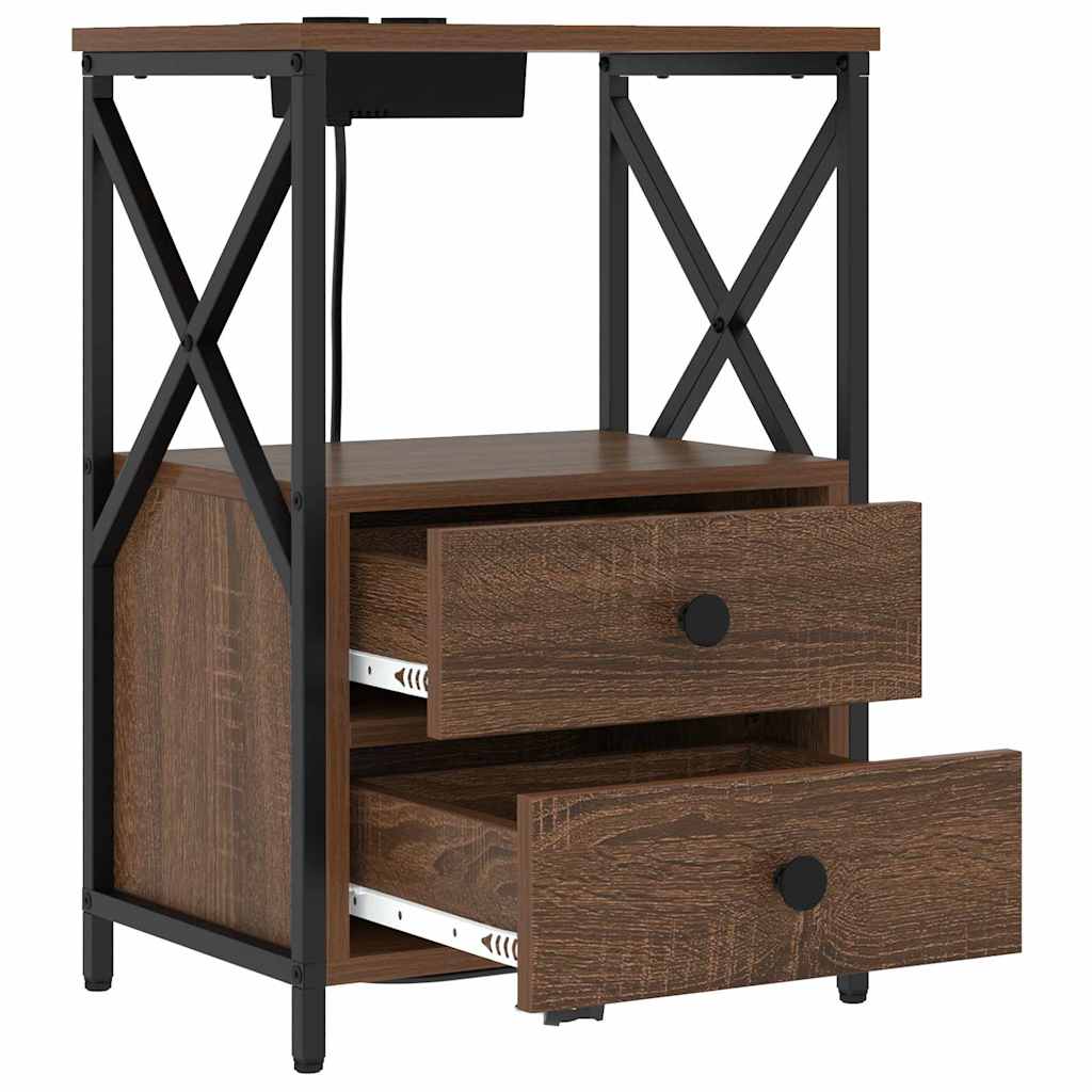 Bedside Cabinet 2 pcs Brown Oak 40 x 31 x 60 cm Engineered Wood