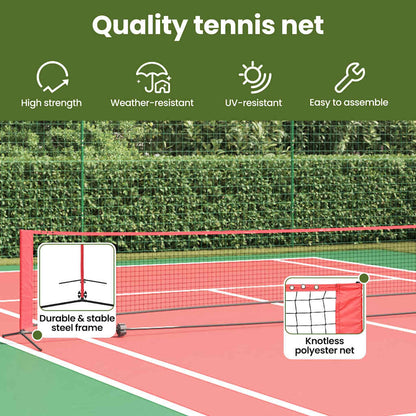 Tennis Net Folding Black and Red 595 x 90.5 x 87 cm Polyester