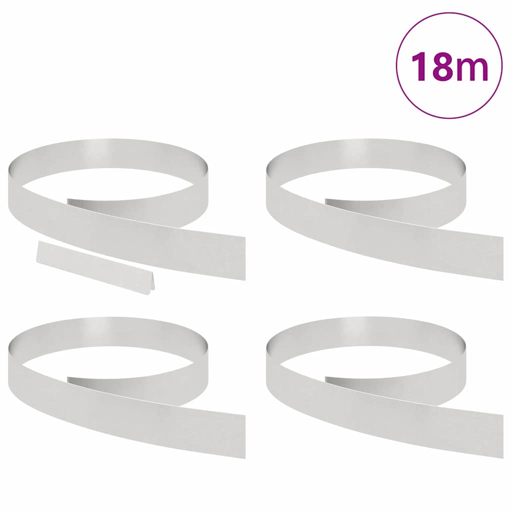Lawn Edging 4 pcs 450 x 10 cm Stainless Steel Silver