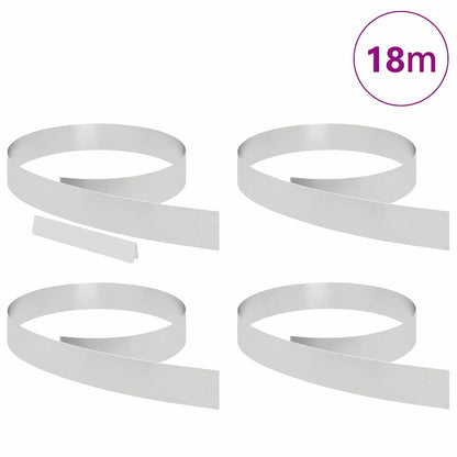 Lawn Edging 4 pcs 450 x 10 cm Stainless Steel Silver