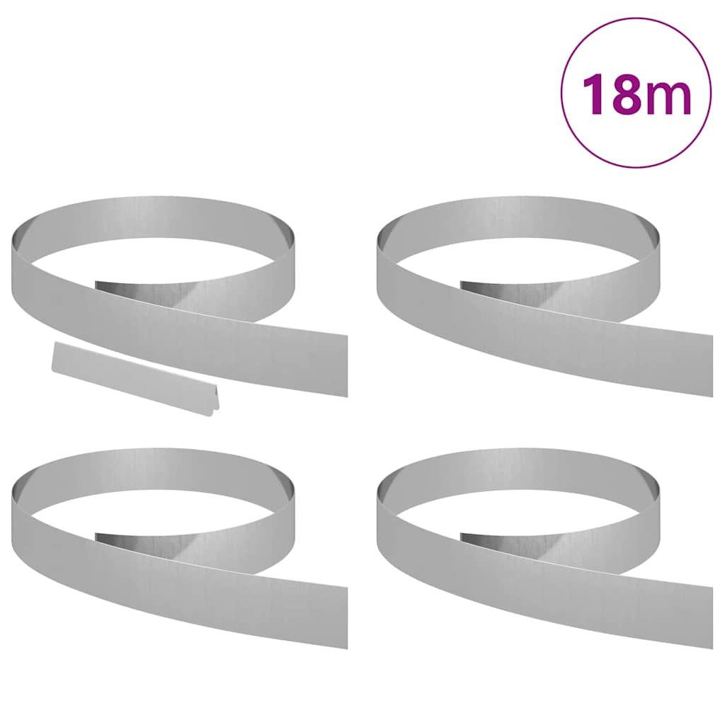 Lawn Edging 4 pcs Silver 450 x 0.05 x 10 cm Galvanised Steel