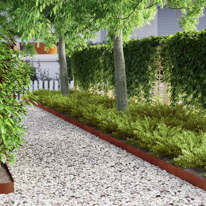 Lawn Edging 4 pcs Rusty 450 x 0.05 x 10 cm Weathering Steel