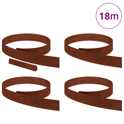 Lawn Edging 4 pcs Rusty 450 x 0.05 x 10 cm Weathering Steel