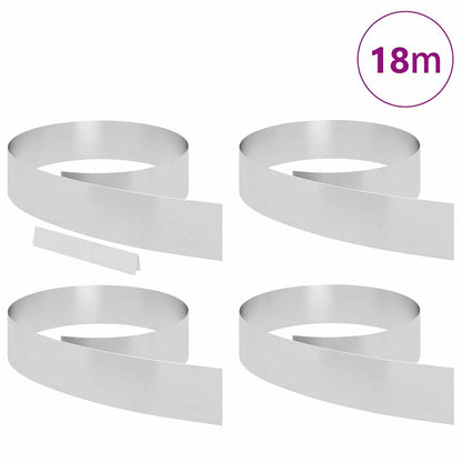 Lawn Edging 4 pcs 450 x 15 cm Stainless Steel Silver