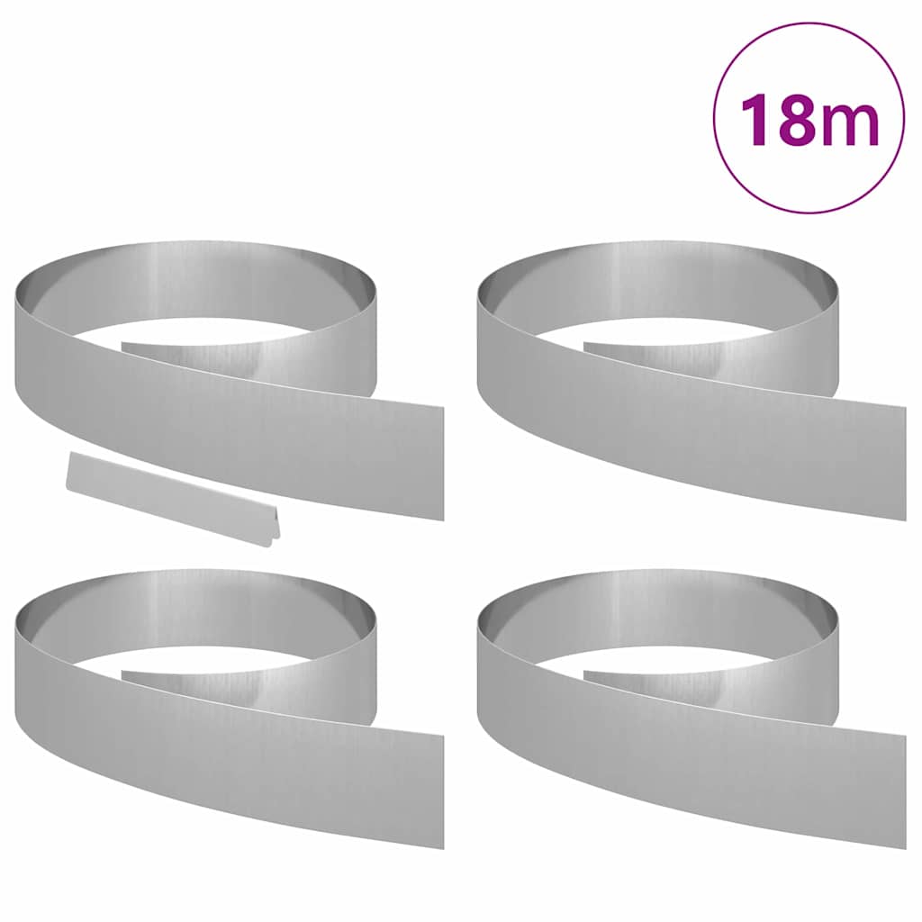 Lawn Edging 4 pcs Silver 450 x 0.05 x 15 cm Galvanised Steel