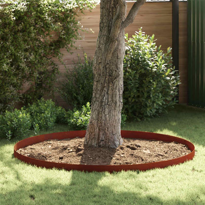 Lawn Edging 4 pcs Rusty 450 x 0.05 x 15 cm Weathering Steel
