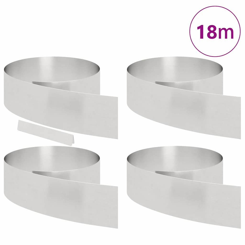 Lawn Edging 4 pcs 450 x 20 cm Stainless Steel Silver