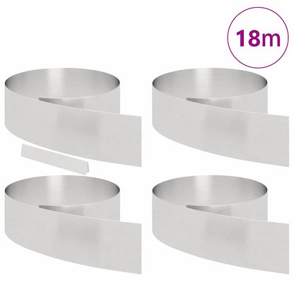 Lawn Edging 4 pcs 450 x 20 cm Stainless Steel Silver
