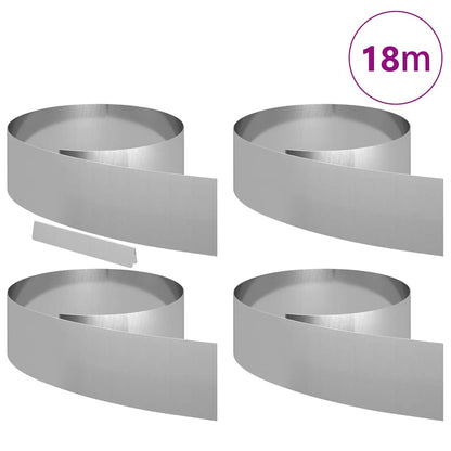 Lawn Edging 4 pcs 450 x 20 cm Galvanised Steel Silver